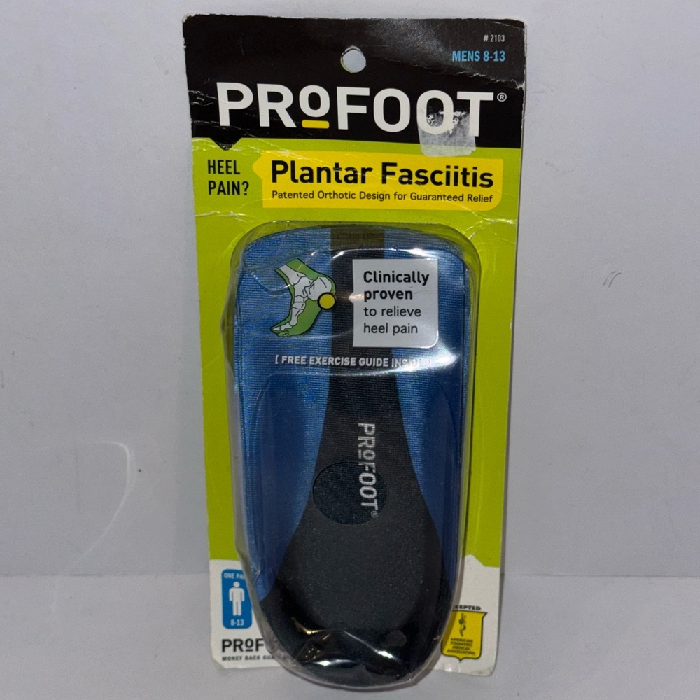 ProFOOT men’s 8-13 Orthotic Insole for plantar 
Fasciitis Heel Pain Relief NEW